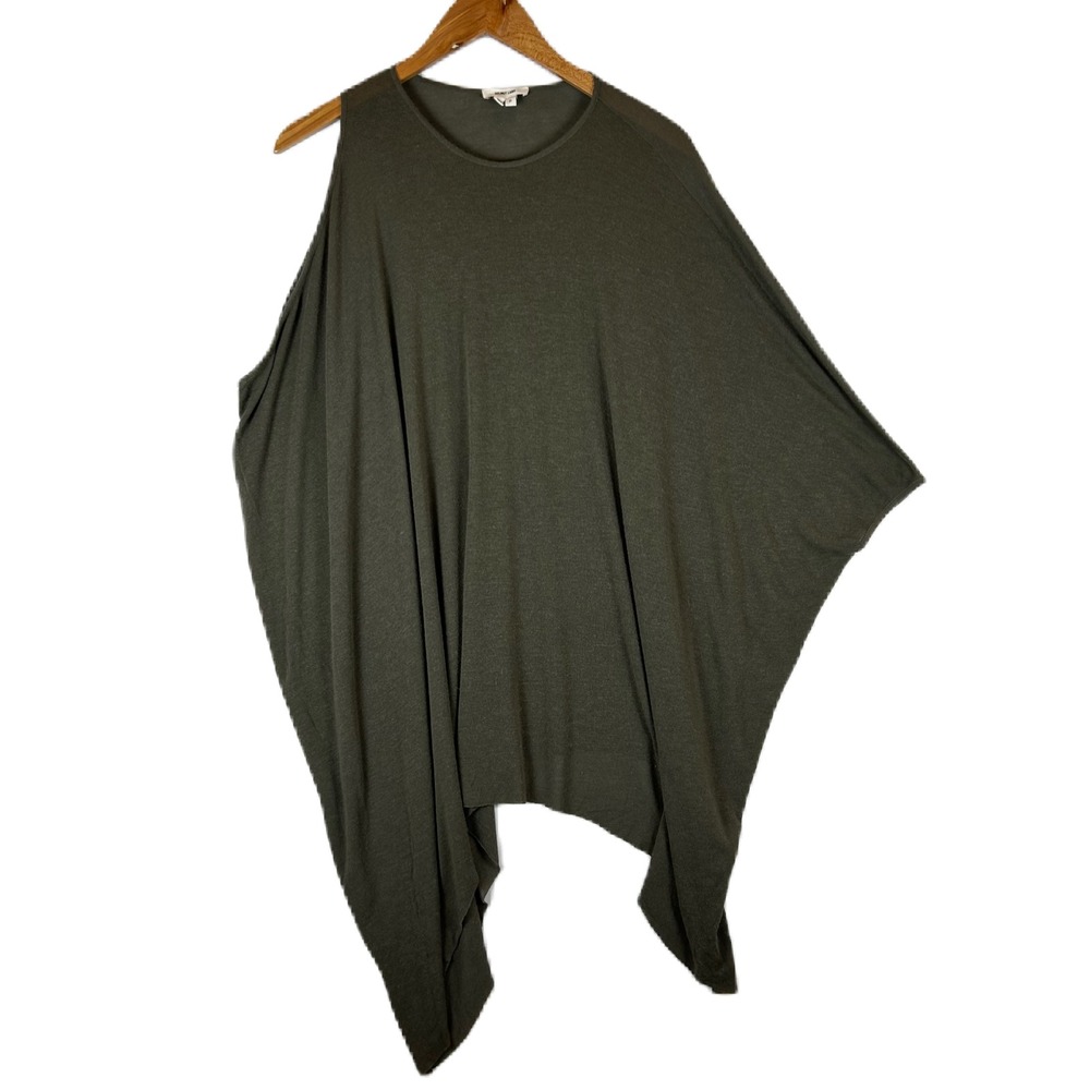 Helmut Lang Green Brown Asymmetrical Lightweight Poncho‎ Top Size P